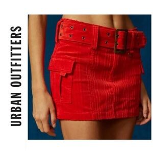 NWT Urban Outfitters Joan Corduroy Belted Micro-Mini skirt